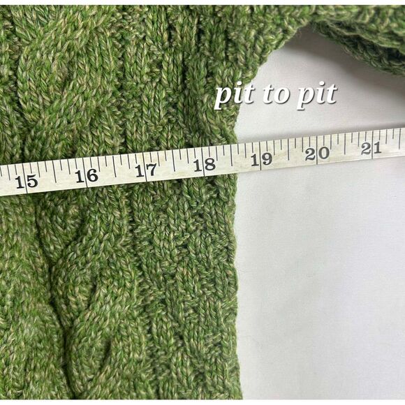 Aran Woollen Mills Cable Knit Soft Merino Wool Cardigan Green Mockneck B… - Picture 7 of 7